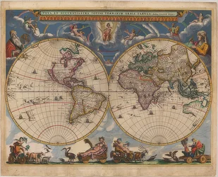 Carte du monde. Double hémisphère