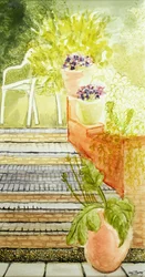 Jardin de Cynthia; marches et pots