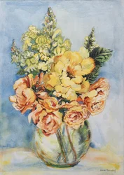 Roses jaunes et mufliers