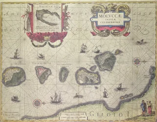Carte montrant les îles Moluques au large de Halmahera, 1640