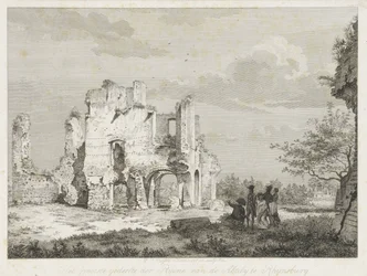 Compagnie près des ruines de l