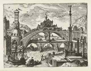 Ville avec pont bâti