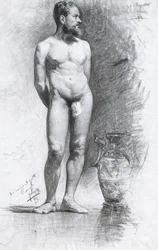 Nu masculin académique avec une urne grecque, 1883