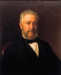 Portrait de Ramon Campoamor (1817-1901), poète romantique. Peinture de Joaquin Espalter y Rull (1809-1880). Années 1870. Athénée de Madrid.