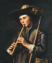 Un berger jouant de la flûte
