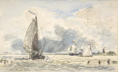 Bateaux de pêche néerlandais, Verso : croquis de bateaux