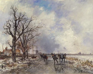 Patineurs sur la rivière Schie, près de Rotterdam, 1866