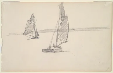 Deux bateaux de pêche sur une eau calme (recto); Deux voiliers sur une eau calme (verso)