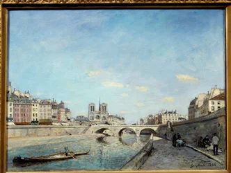 Vue des berges de la Seine et de la Cathédrale Notre-Dame de Paris
