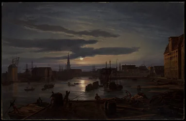 Le port de Copenhague au clair de lune