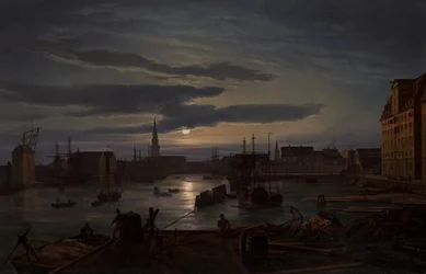 Port de Copenhague au clair de lune, 1846