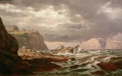 Navire échoué sur la côte norvégienne