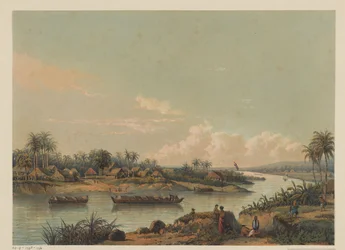 Vue sur la rivière Solo à Java