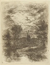 Paysage avec moulin