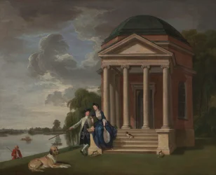 David Garrick et sa femme près de son temple à Shakespeare, Hampton