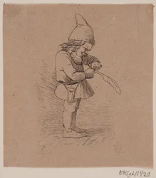 Nisse taillant une plume