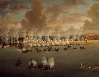 La flotte suédoise de Gustav III assiégeant Frederikshavn, 20 mai 1790