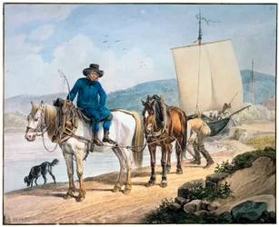 Un cheval et une charrette à la rivière, 1817