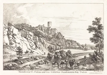Vue de Sainte-Hélène et du château de Rauhenstein près de Baden