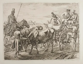 Des cosaques entrent dans un chariot
