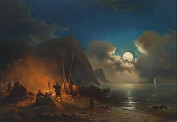 Feu de camp romantique au clair de lune
