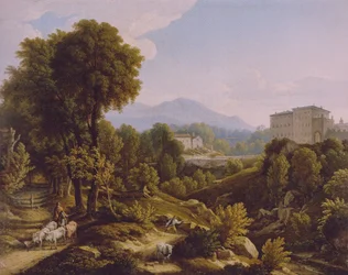 French : Paysage avec vue sur le Palazzo Chigi à Ariccia.