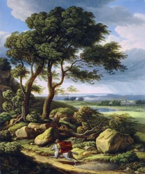 French : Paysage de tempête avec cavalier.
