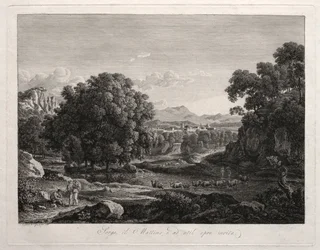 Paysage héroïque : Traversée de la rivière par le bétail