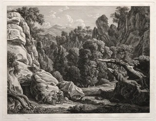 Paysage héroïque : Paysage avec la Tentation du Christ, 1799