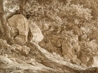 Paysage rocheux avec Pan jouant de la flûte (dans le parc de la Villa Chigi, Ariccia)