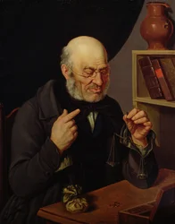 Le Changeur de Monnaie de Barchfeld pesant des Pièces, vers 1840-45