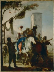 Halte à la taverne (huile sur toile)