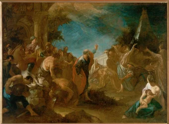 Le prophète Elie confond les prêtres de Baal (peinture sur toile)