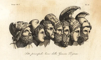 Bustes des sept principaux héros de la guerre de Troie