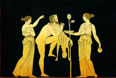 Deux ménades offrent du vin à Dionysos vers 1796