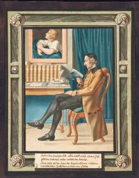 Portrait de Johann Caspar Lavater (1741-1801), de profil à gauche, assis et lisant un livre