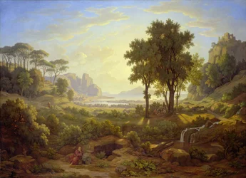 Paysage italien au coucher du soleil