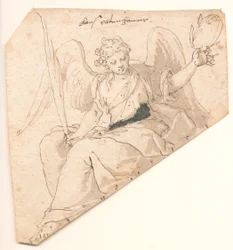 Ange avec feuille de palmier et couronne de laurier