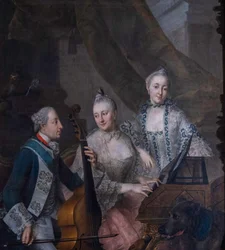 French : Elector Maximilian III Joseph avec son épouse et sa sœur Elector Maximilian III Joseph with his wife and sister