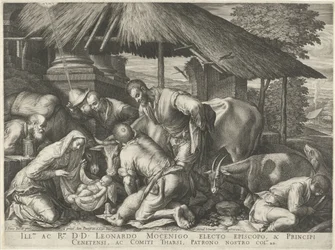Adoration des bergers avec des jeunes bergers endormis