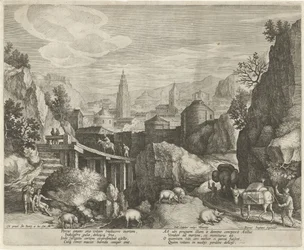 Paysage rocheux avec la fable de l