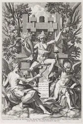 Bacchus Assis sur un Tonneau entre l