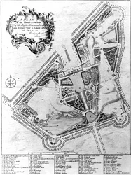Plan de la maison et des jardins à Stowe, Buckinghamshire