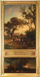Éliézer et Rébecca au puits (en haut). Enterrement d