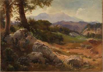 Paysage de montagne avec des chèvres