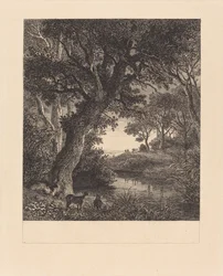 Chasseurs quittant une forêt