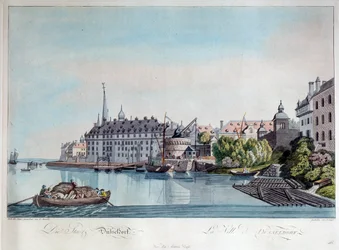 Vue de Düsseldorf avant le bombardement français du 6 octobre 1794, 1798
