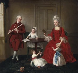 Rococo : Portrait de M. et Mme James Blew et leurs trois enfants dans un intérieur élégant