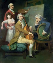 Autoportrait avec sa fille, Maria Theresa (?) et peut-être Giacobbe et James Cervetto (?) vers 1779