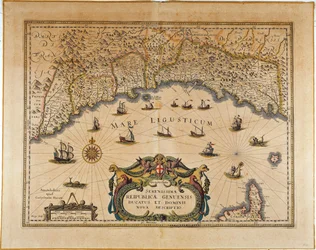 République de Gênes, carte par Jan Baptist Vrients, gravure sur cuivre